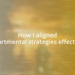 How I aligned departmental strategies effectively