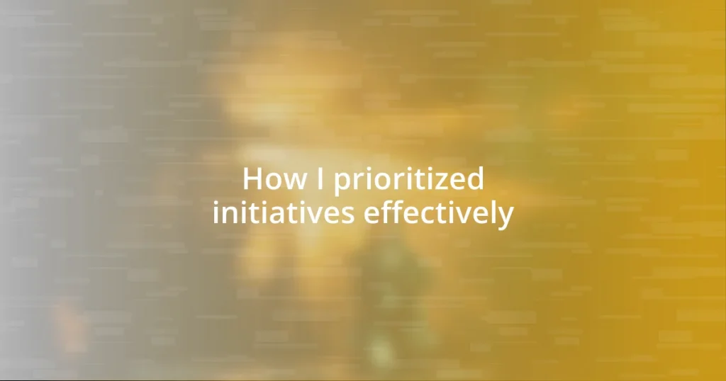 How I prioritized initiatives effectively