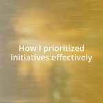 How I prioritized initiatives effectively