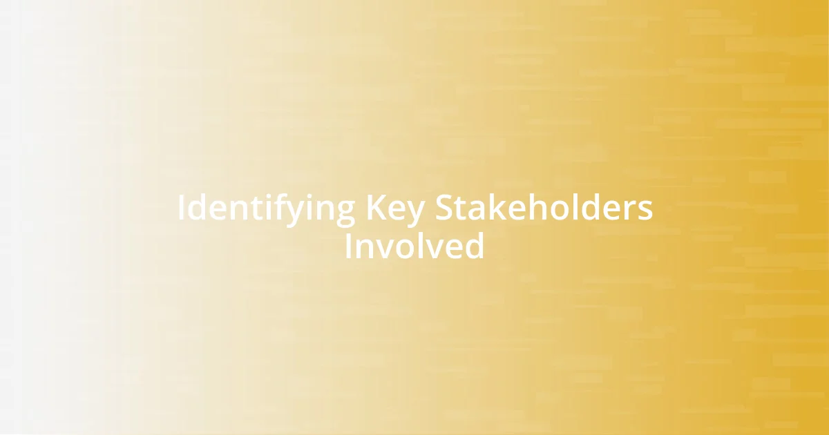 Identifying Key Stakeholders Involved