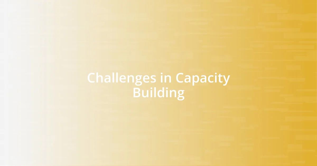 Challenges in Capacity Building