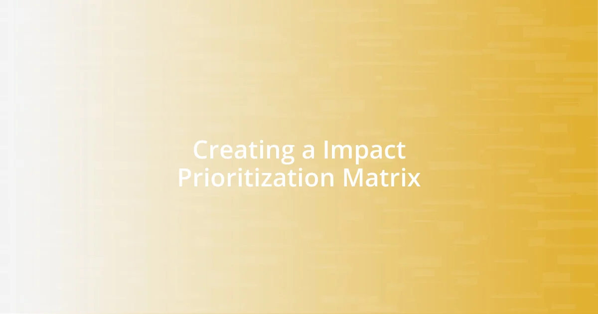 Creating a Impact Prioritization Matrix