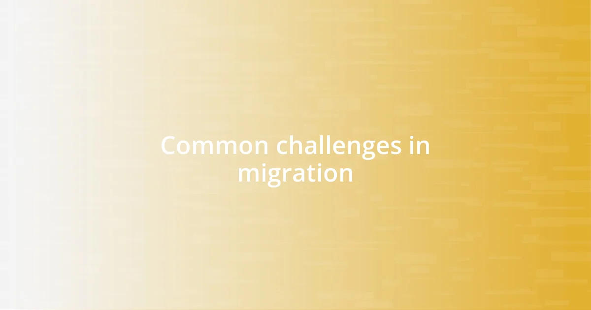 Common challenges in migration