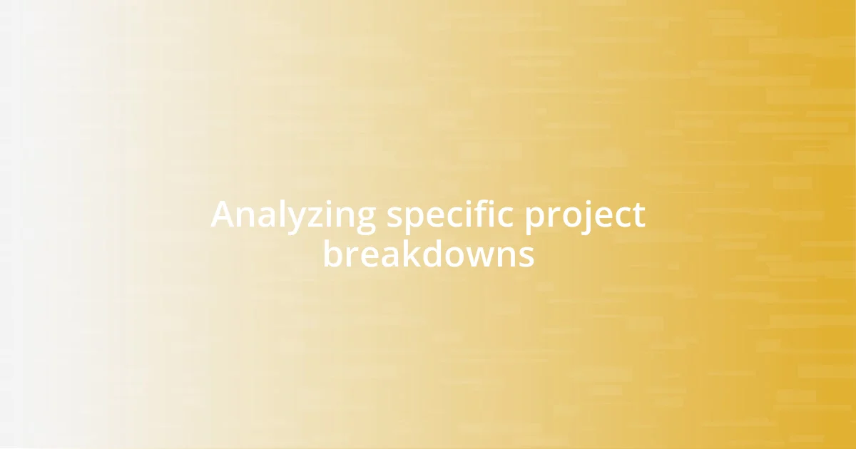 Analyzing specific project breakdowns